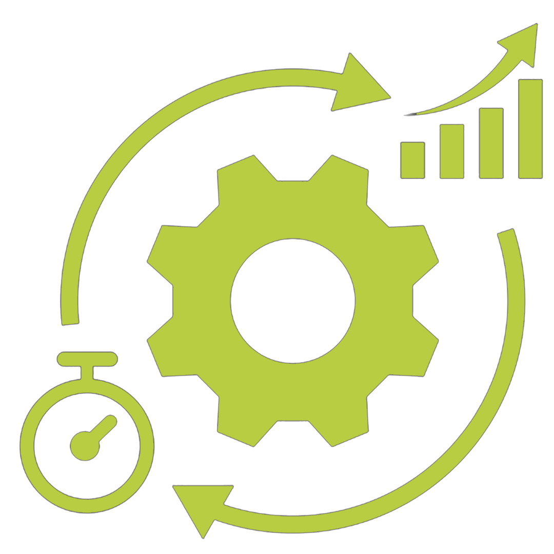 Improve Efficiency. Dashboard presents efficiency metrics as defined by the customer, which could include weight, time, or number of objects.  